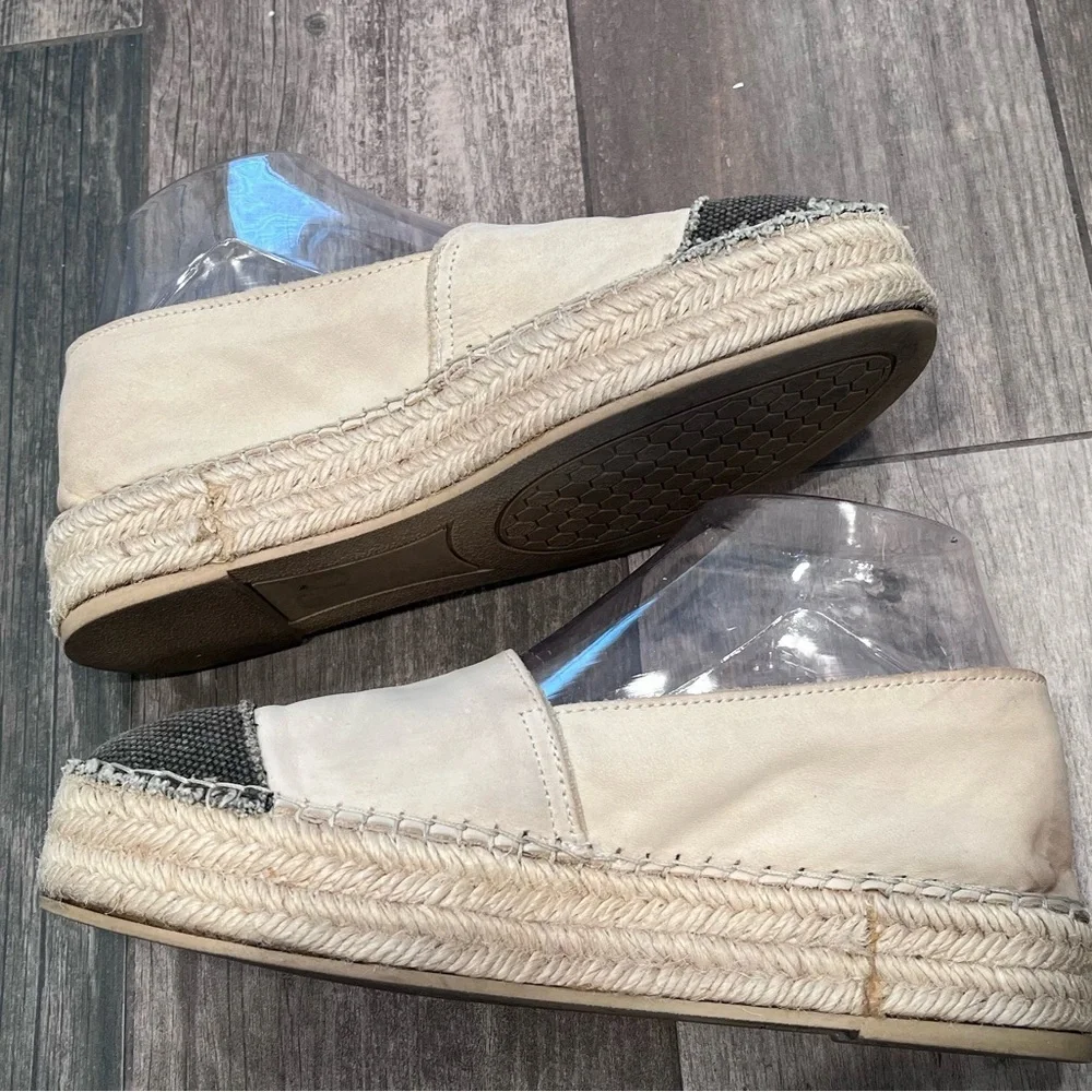 Sam Edelman Krissy Espadrille Flats Leather/canvas Jute Trim Women Sz 8 Cap Toe